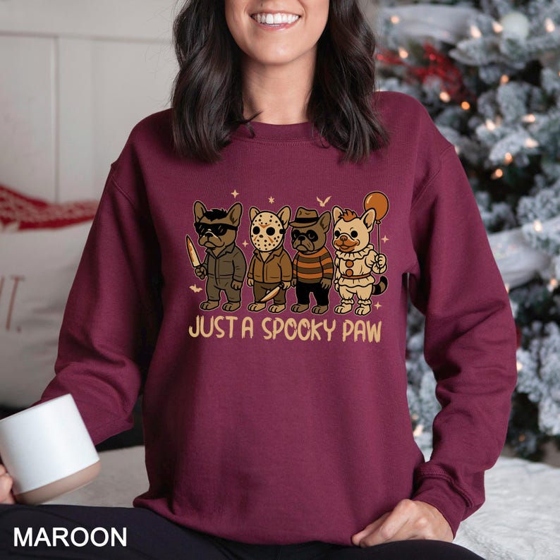 Sweat-shirt d'Halloween Just a Spooky Paw, sweat-shirt d'horreur d'Halloween pour amoureux des chiens, col ras du cou