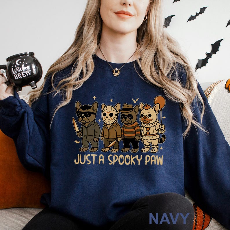 Sweat-shirt d'Halloween Just a Spooky Paw, sweat-shirt d'horreur d'Halloween pour amoureux des chiens, col ras du cou