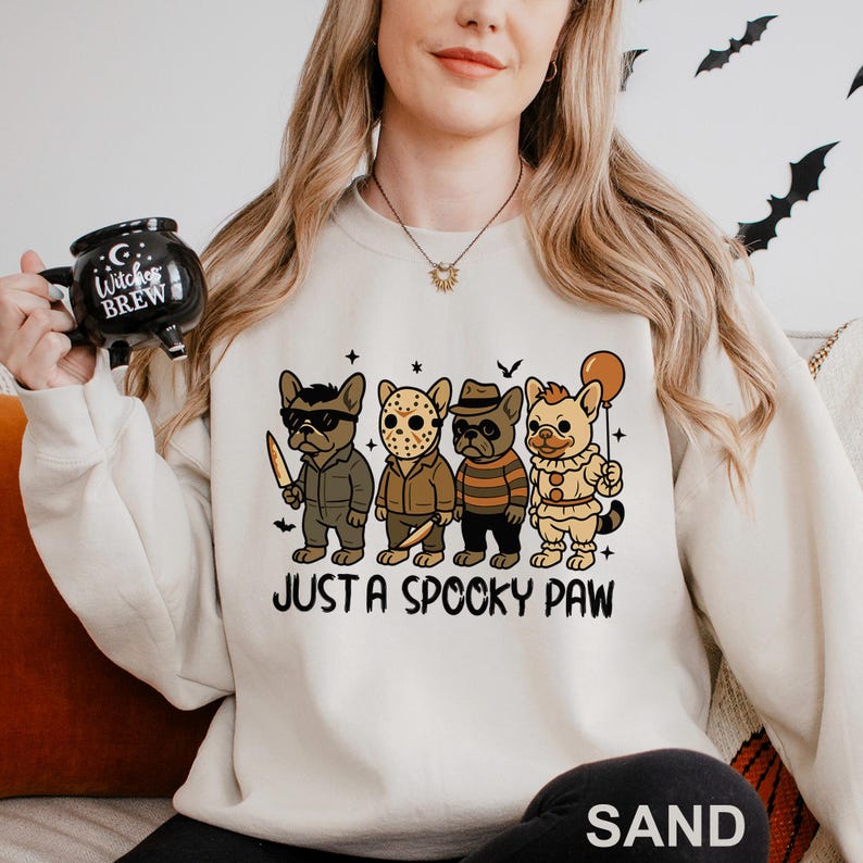Sweat-shirt d'Halloween Just a Spooky Paw, sweat-shirt d'horreur d'Halloween pour amoureux des chiens, col ras du cou