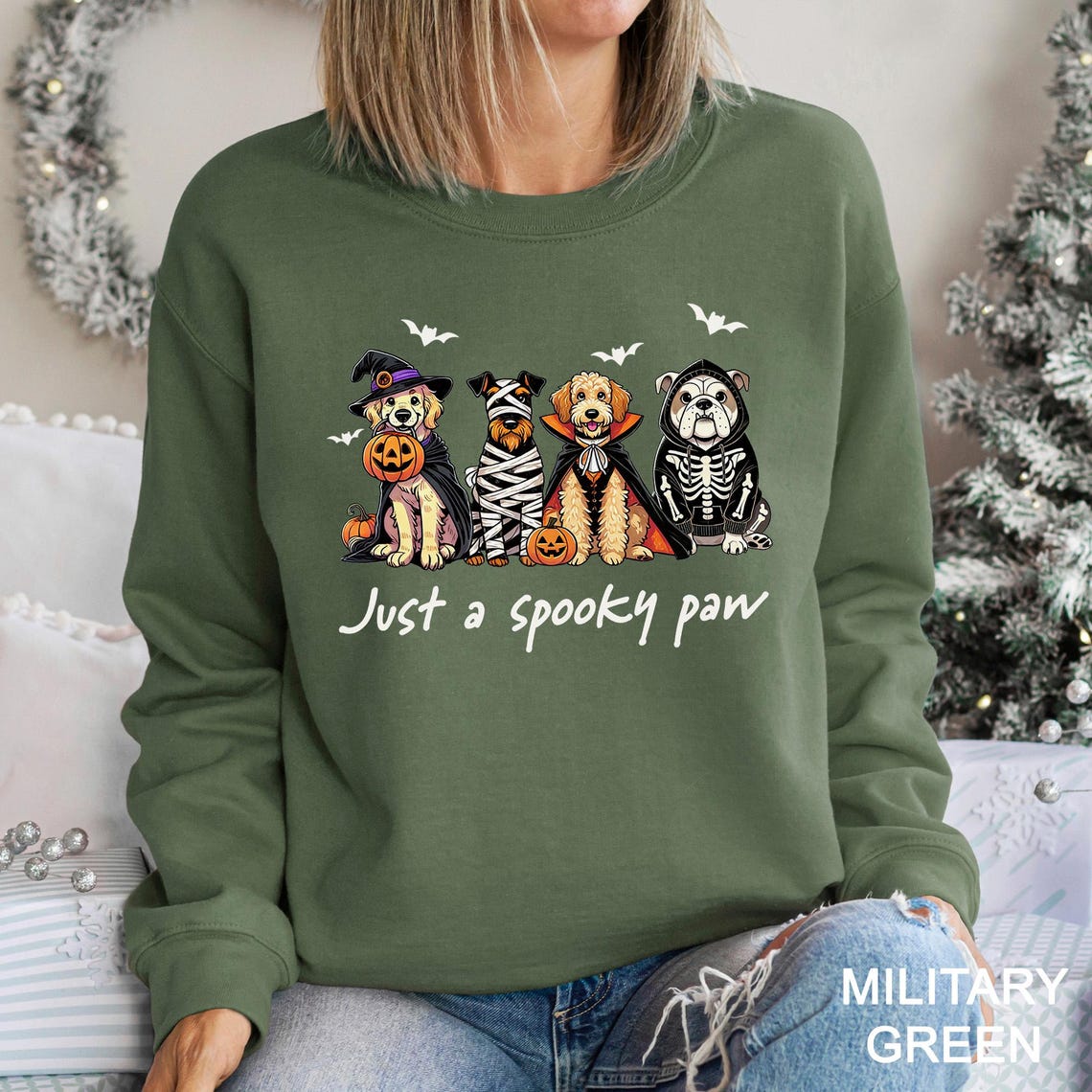 Sweat-shirt d'Halloween Just a Spooky Paw, sweat-shirt d'horreur d'Halloween pour amoureux des chiens, col ras du cou