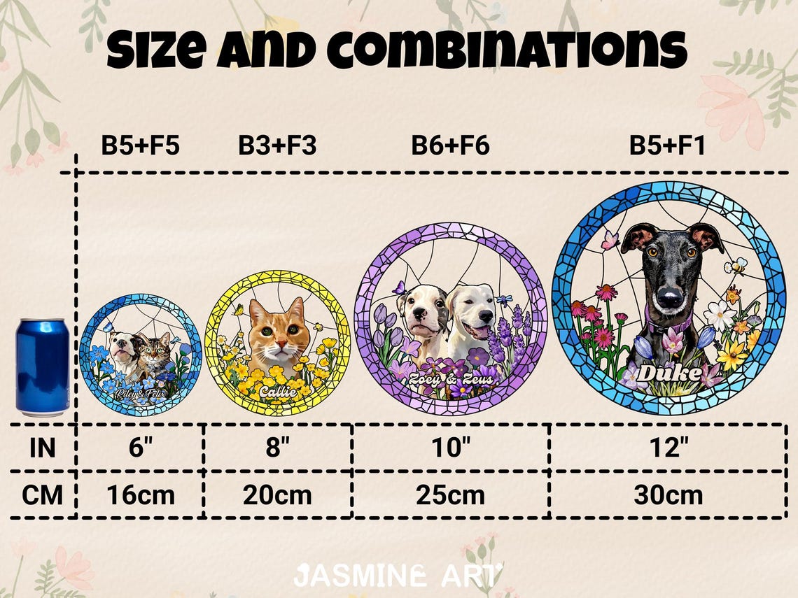 Custom Pet Portrait Suncatcher Personalized Stained Glass Window Hanging Memorial Gift for Pet Lovers