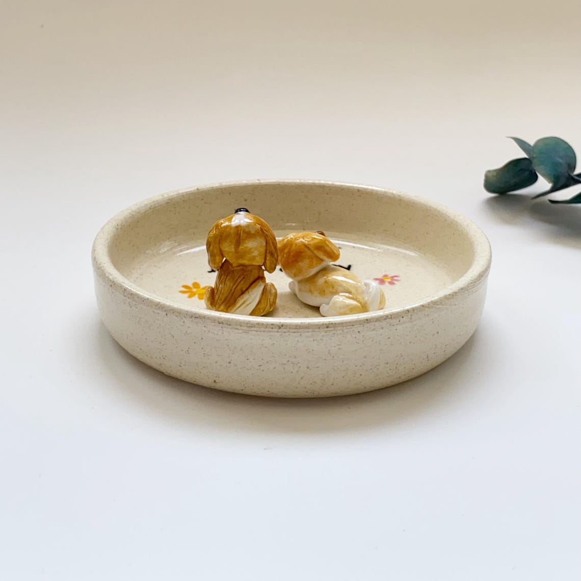Custom Pet Jewelry Tray Personalized Floral Jewelry Tray Pet Figurine Ceramic Jewelry Tray Personalized Gifts for Pet Lovers Pet Memorial
