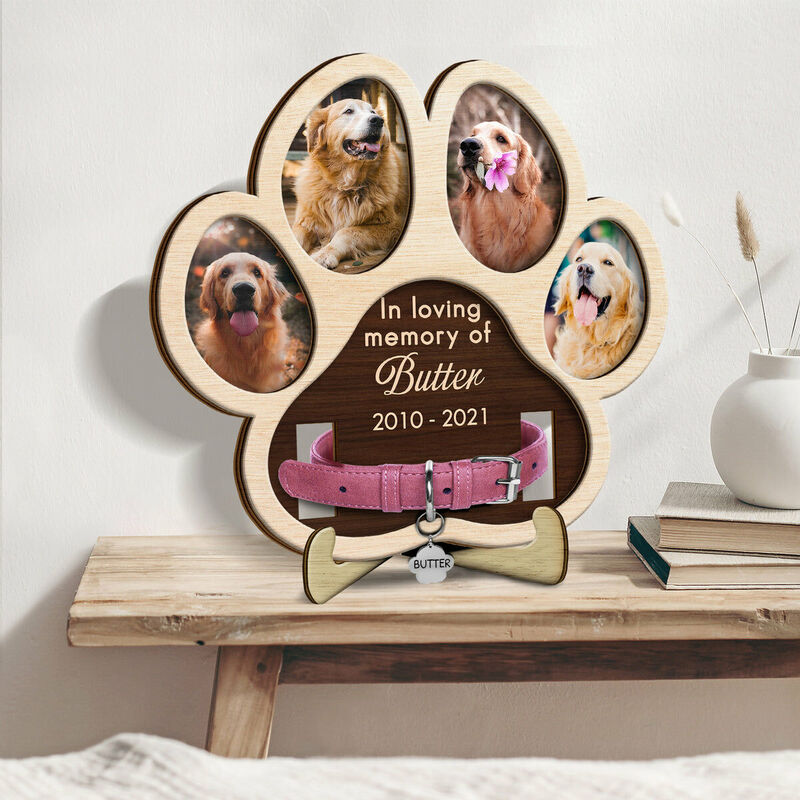 Custom Pet Memorial Collar Frame | Photo & Name Keepsake | Dog Cat Loss Sympathy Gift