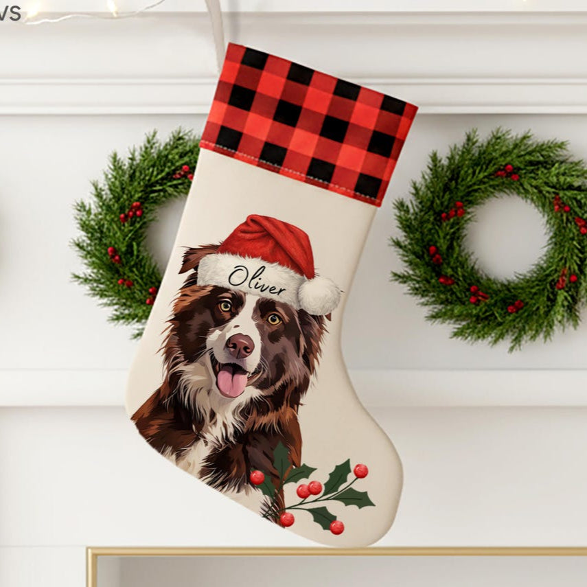 Personalized Embroidered Pet Dog Christmas Stocking with Name Gifts for Dog Owners Christmas Gift for Pet Lovers