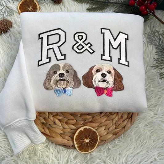 Custom Pet Photo Embroidered Dog Initials Hoodie Perfect Gift For Pet Owners