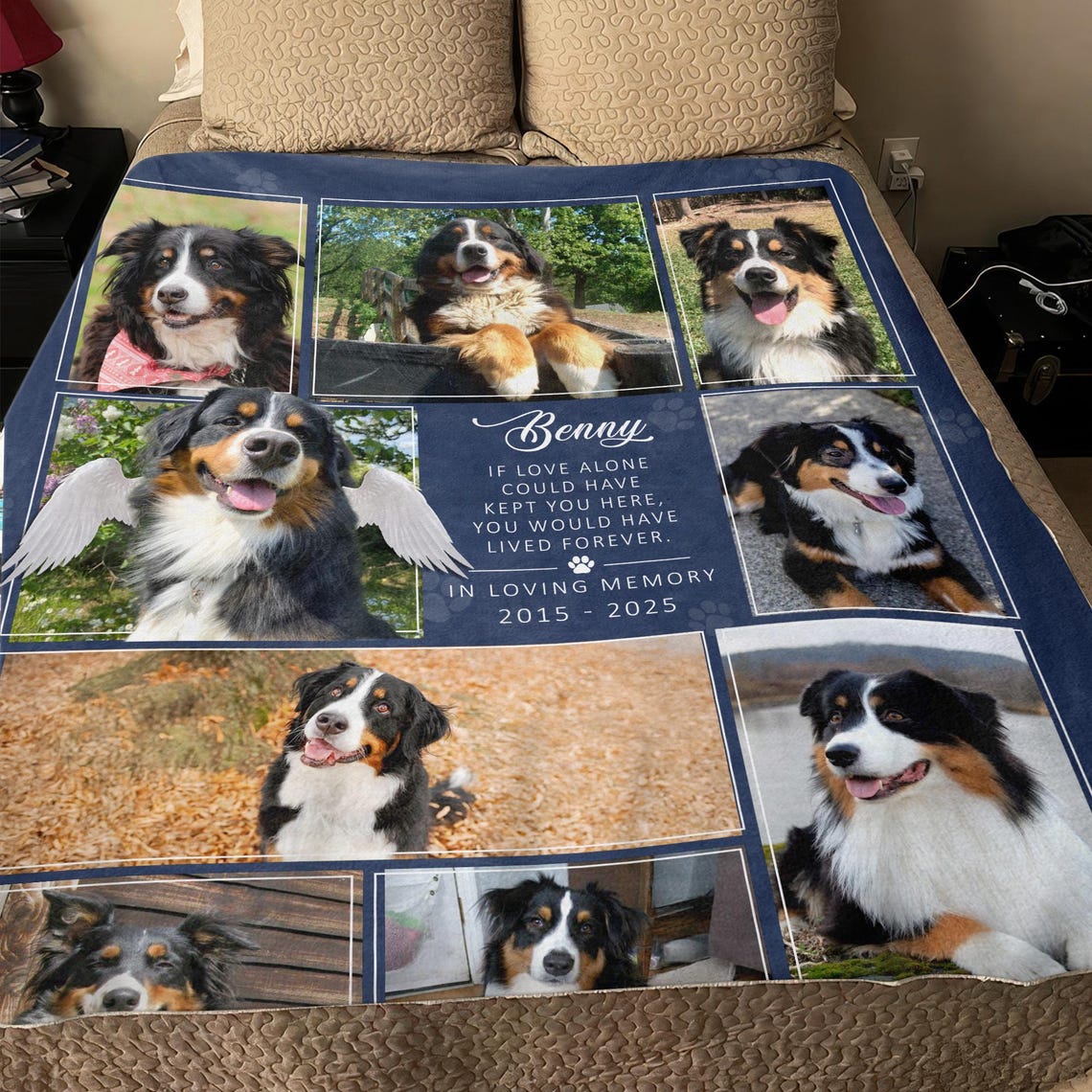 Personalized Pet Memorial Photo Blanket Sympathy Gift For Dog/Cat Lovers