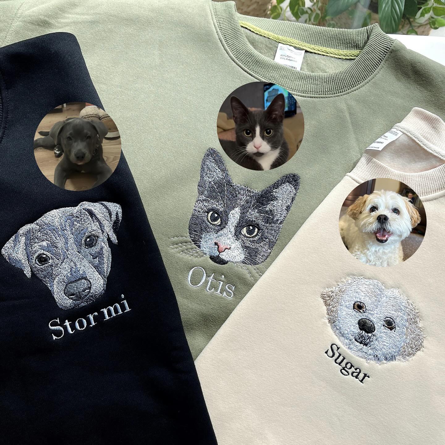 Custom Dog Sweatshirt With Embroidered Pet Face Photo And Name for Pet Memorial Gifts Unique Gifts for Dog Owners