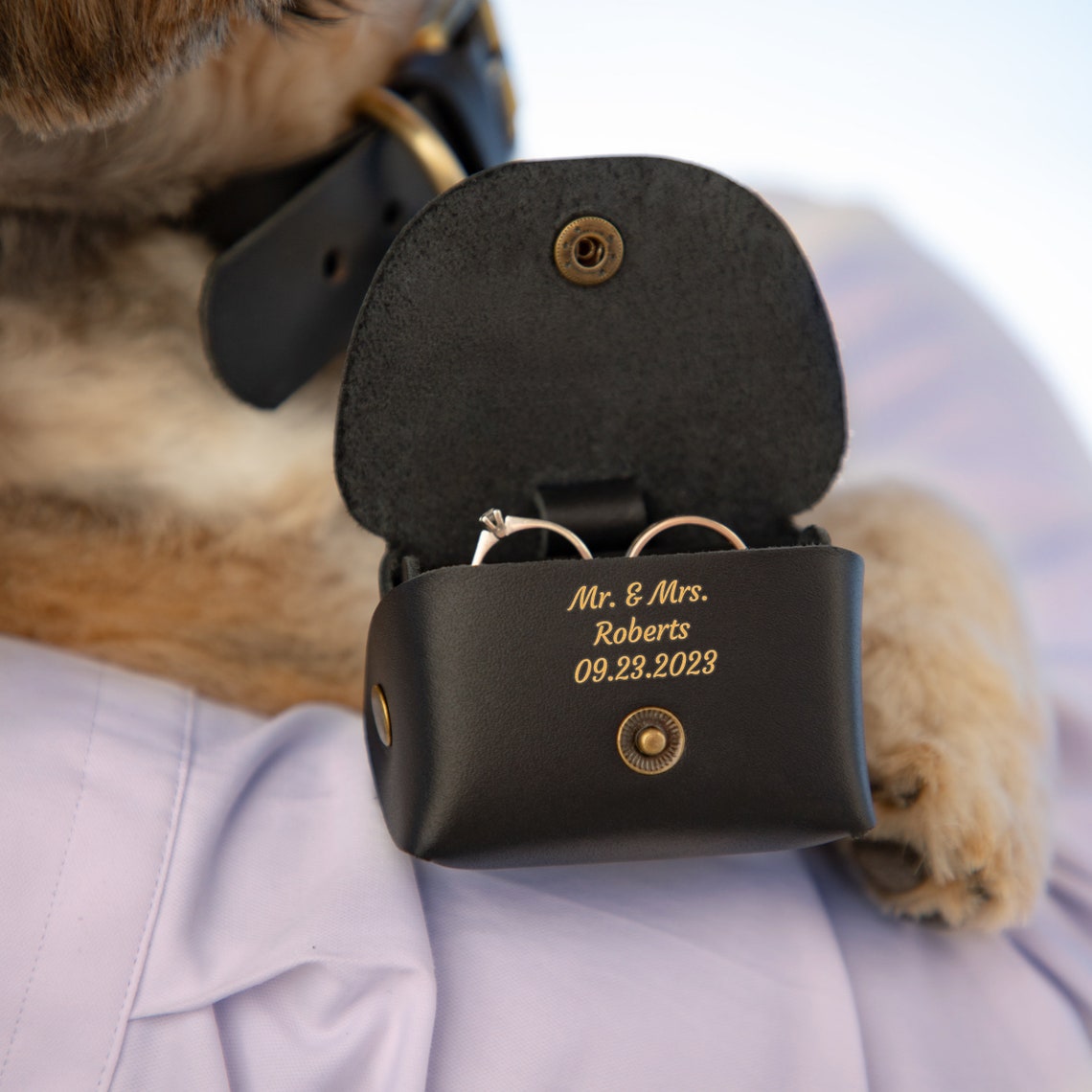 Personalized Pet Ring Pouch & Ring Carrier | Custom Wedding Ring Box with Initials & Message