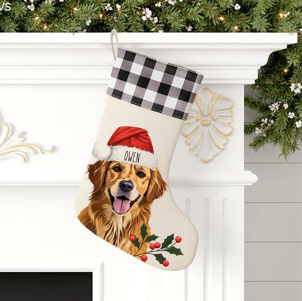 Personalized Embroidered Pet Dog Christmas Stocking with Name Gifts for Dog Owners Christmas Gift for Pet Lovers