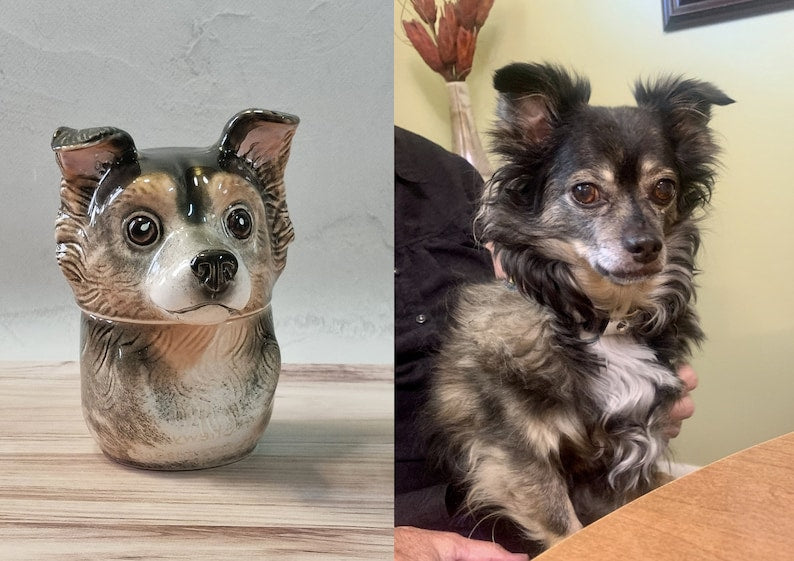 Custom Portrait Pet Urn for Ashes Personalized Dog Pottery Container with Lid Cat Storage Canister Pet Loss Gift