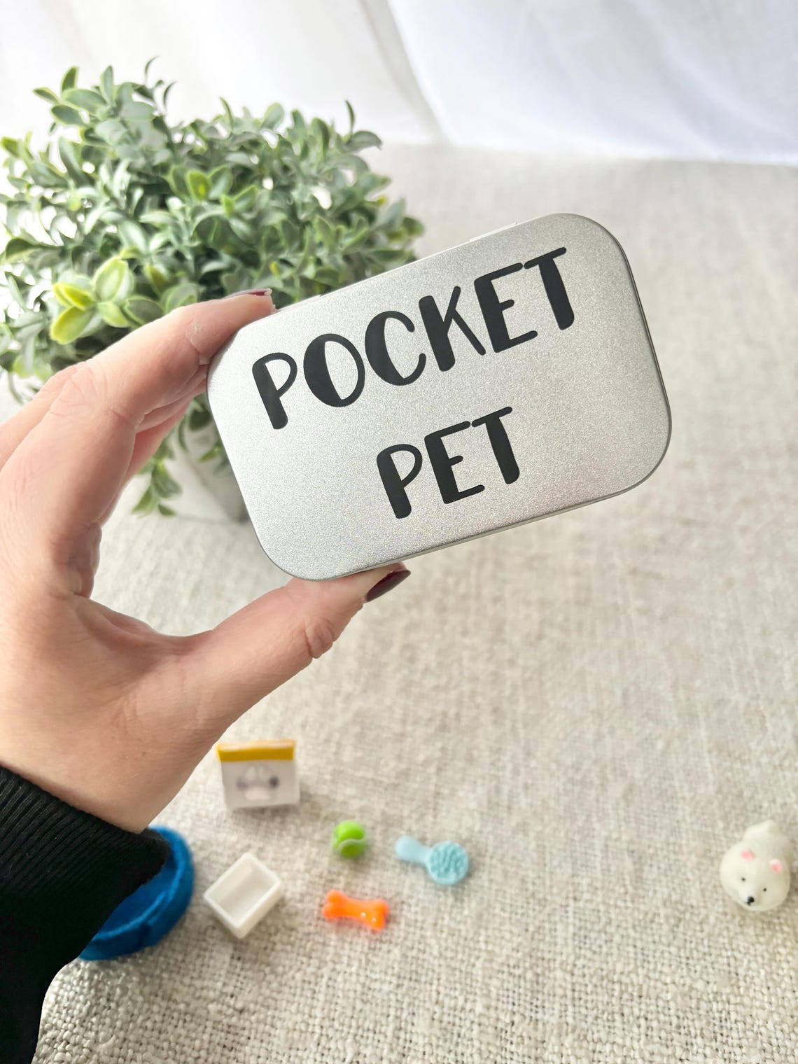 Pocket Pet Dog in a Tin – Mini Travel Toy Dog Playset Custom Pet Figurine Unique Gift for Pet Lovers