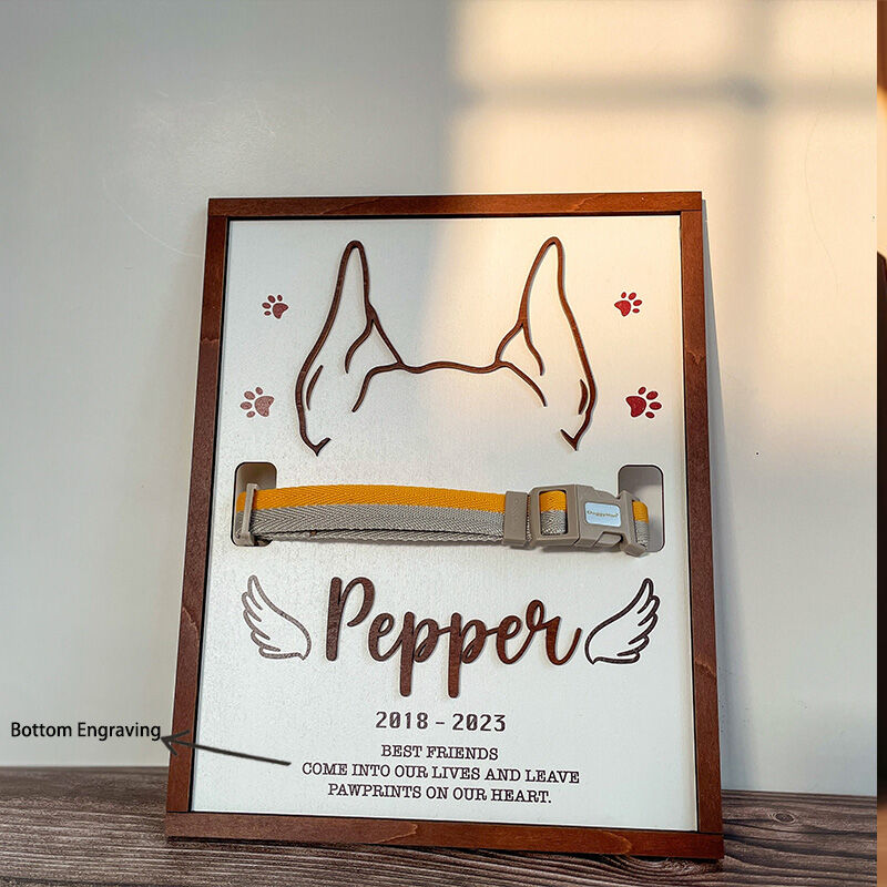 Letrero conmemorativo personalizado para collar de mascota con oreja y nombre, regalo para amantes de las mascotas