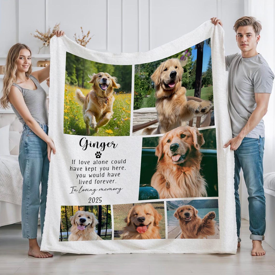 Personalized Dog Memorial Photo Blanket Sympathy Gift For Pet Lovers