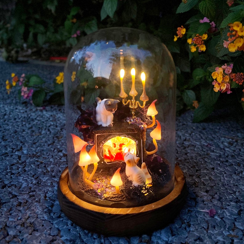 Personalized Cat Mushroom Night Light – Custom Cat Figurine Cozy Lamp Unique Cat Lover Gift Pet Memorial Home Decor