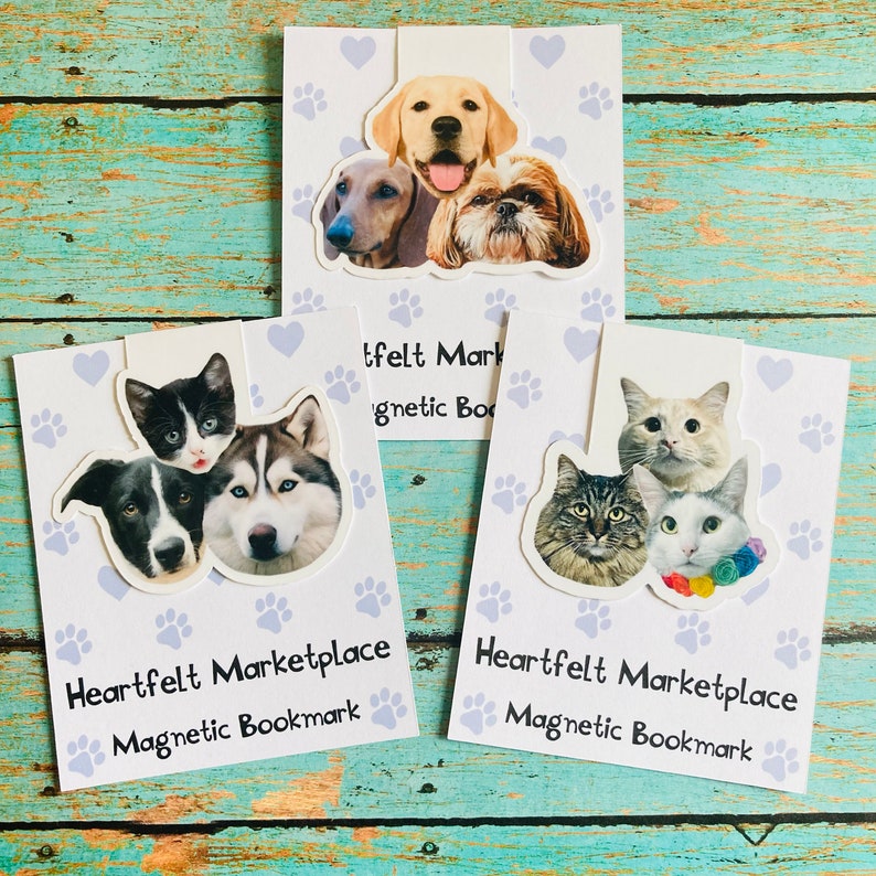 Custom Pet Portrait Magnetic Bookmark – Personalized Back To School Gift for Dog & Cat Lovers