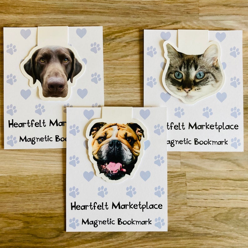 Custom Pet Portrait Magnetic Bookmark – Personalized Back To School Gift for Dog & Cat Lovers