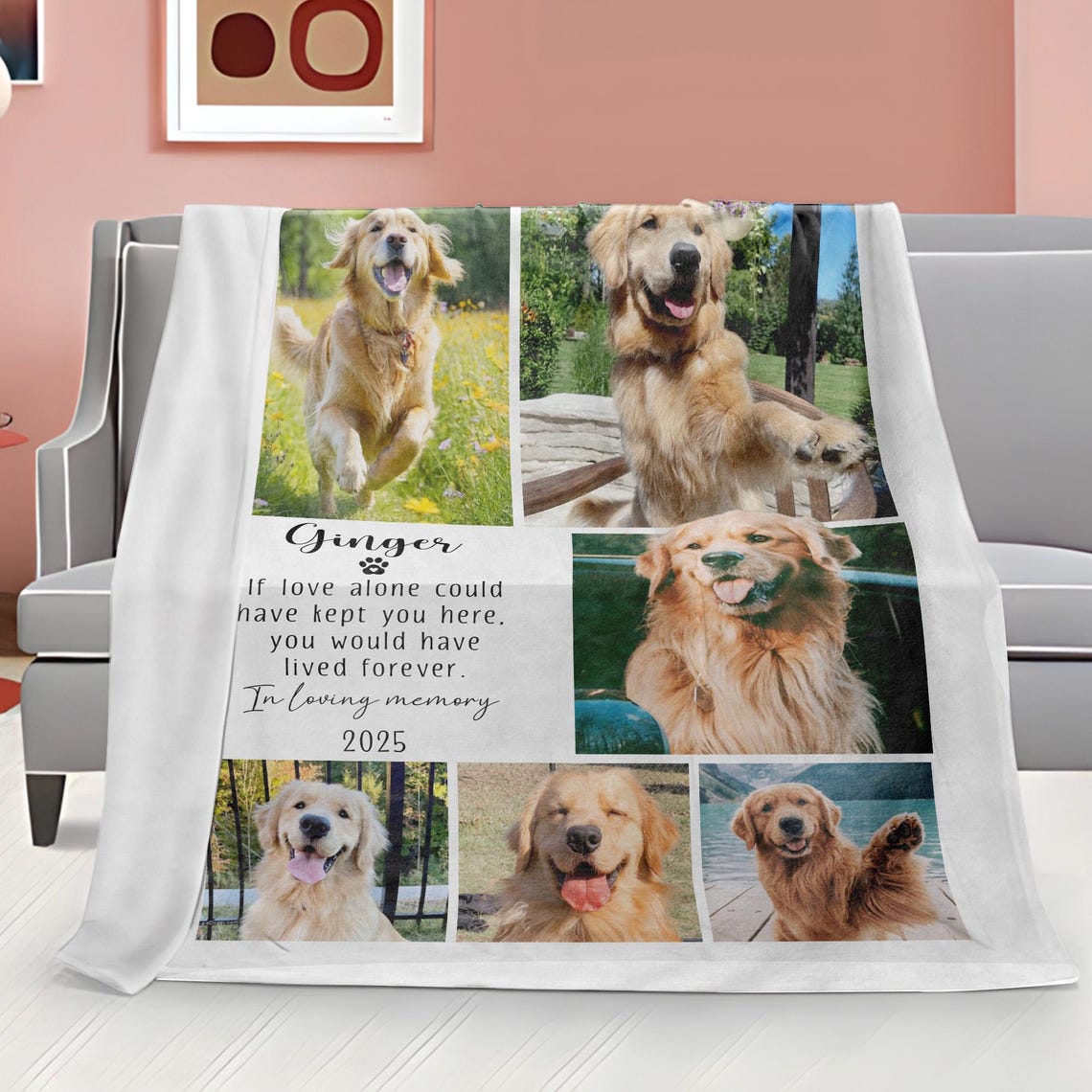 Personalized Dog Memorial Photo Blanket Sympathy Gift For Pet Lovers