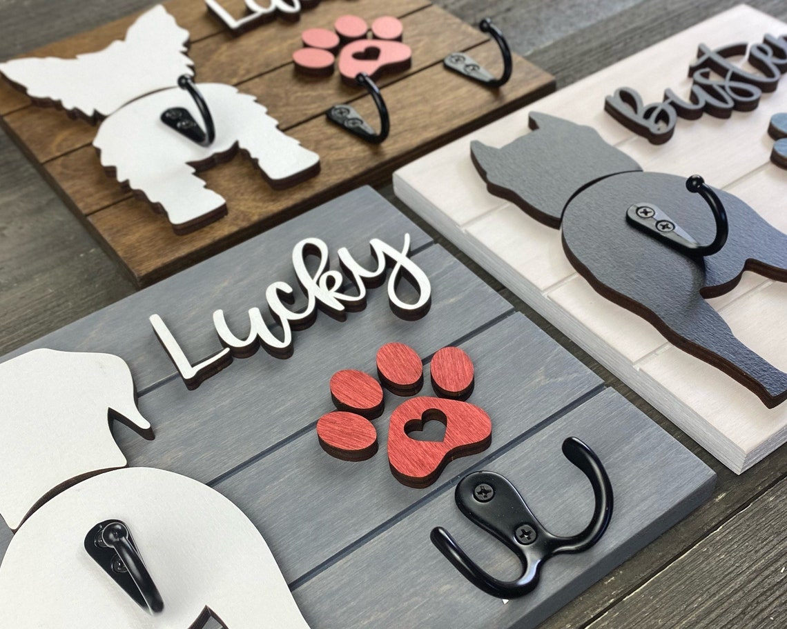 Custom Dog Butt Leash Holder for Wall Personalized Pet Leash Rack & Key Hook Unique Gift for Dog Owners
