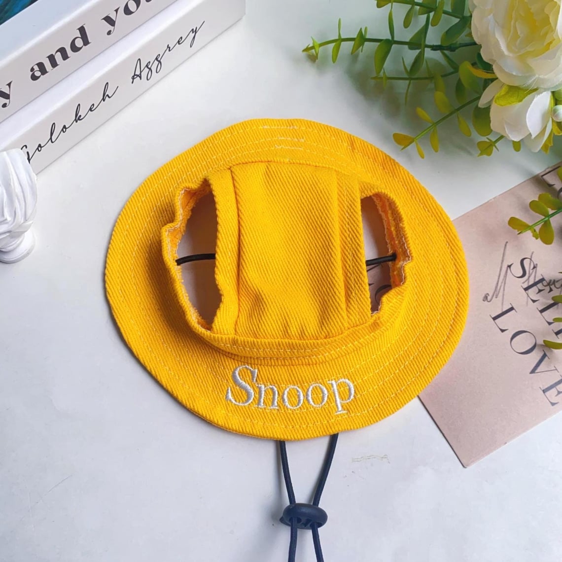 Custom Bucket Hat for Dogs & Cats – Embroidered Pet Hat with Name, Sun Protection Puppy Cap, Cute Travel Pet Accessories