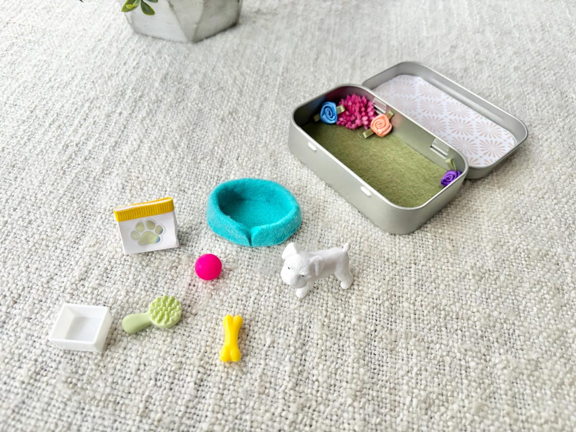 Personalized Pocket Pet Dog in a Tin – Mini Travel Toy Dog Playset Custom Pet Figurine Christmas Gift For Dog Owner