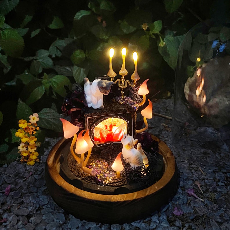 Personalized Cat Mushroom Night Light – Custom Cat Figurine Cozy Lamp Unique Cat Lover Gift Pet Memorial Home Decor