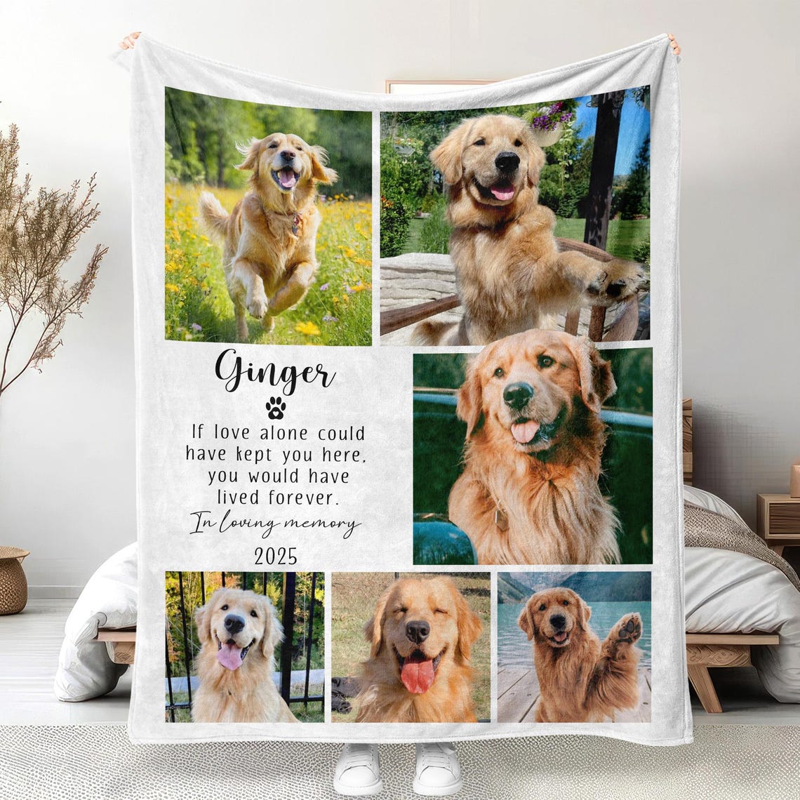 Personalized Dog Memorial Photo Blanket Sympathy Gift For Pet Lovers