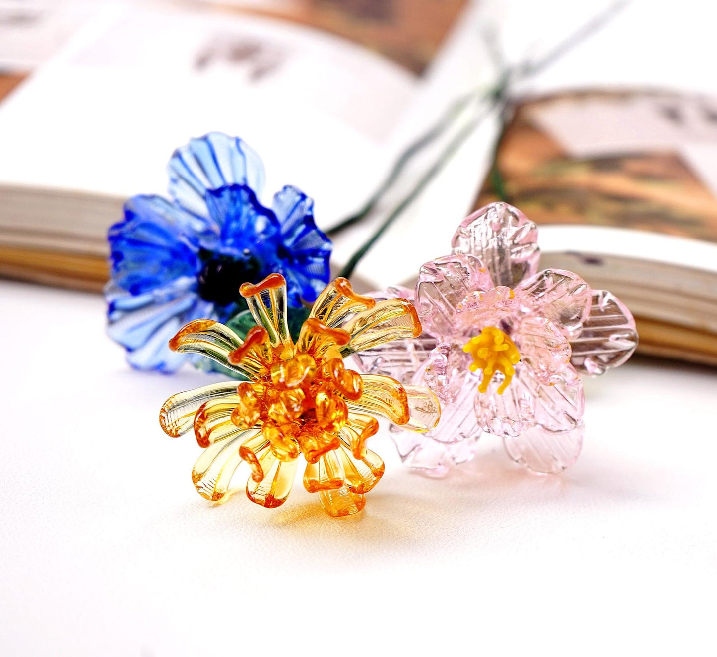 Fleur en verre personnalisée pour le mois de naissance, cadeaux uniques pour maman, grand-mère, fête des mères, idées cadeaux de Noël