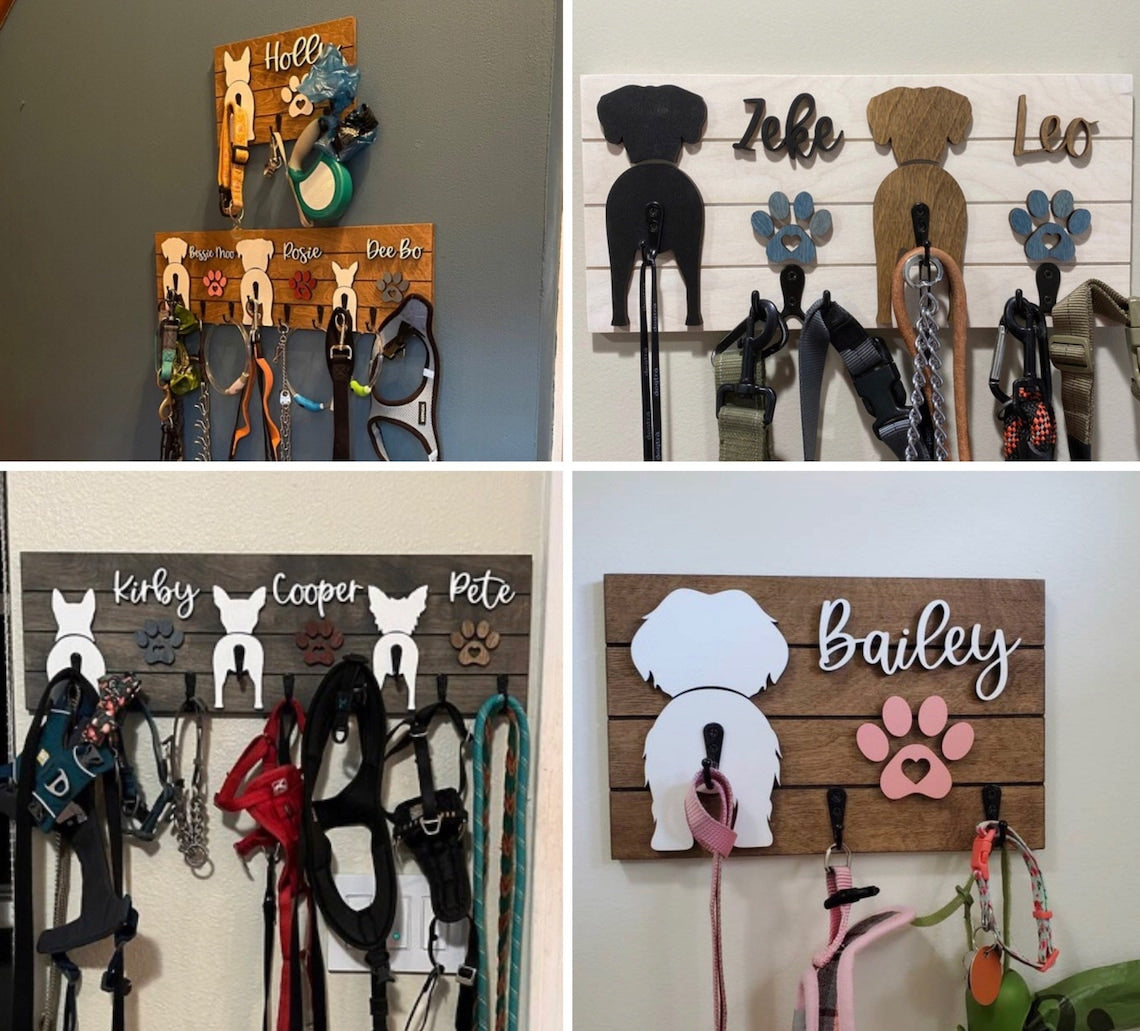 Custom Dog Butt Leash Holder for Wall Personalized Pet Leash Rack & Key Hook Unique Gift for Dog Owners