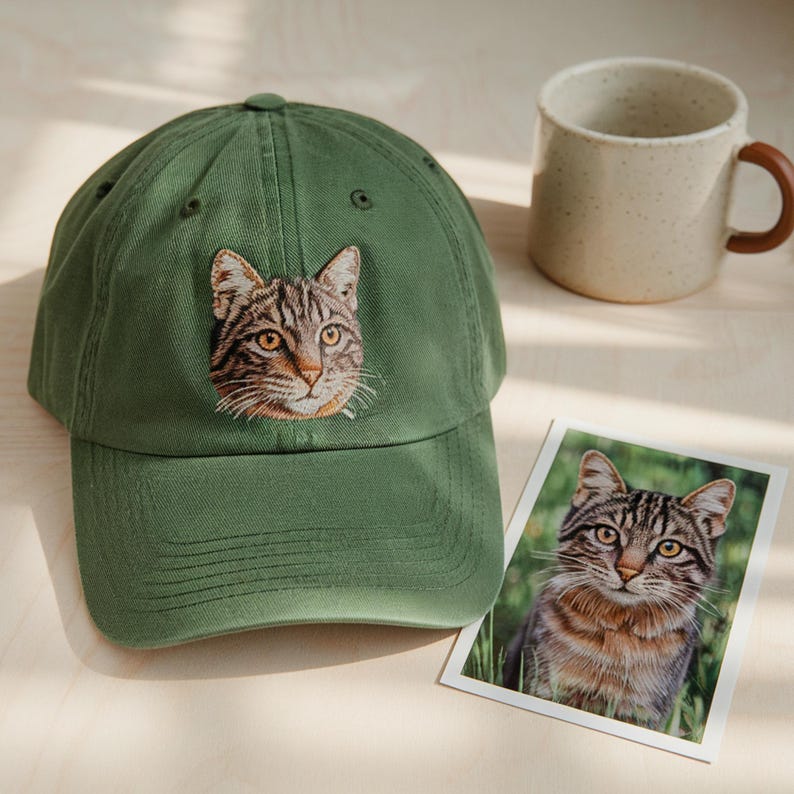Embroidered Pet Portrait Vintage Baseball Cap – Custom Gift for Dog & Cat Lovers