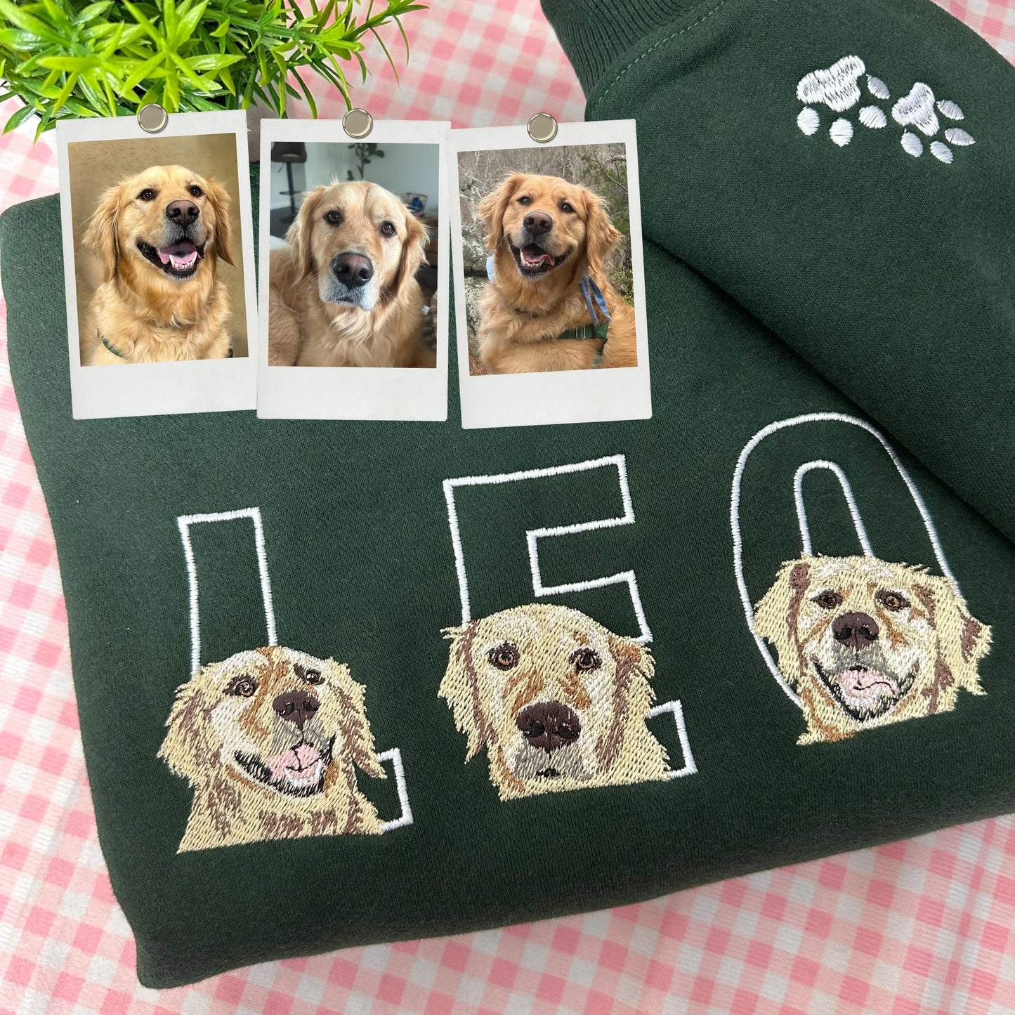Custom Full-Color Embroidered Pet Sweatshirt with Photo | Personalized Dog & Cat Portrait Sweater | Pet Memorial Gift for Pet Owners