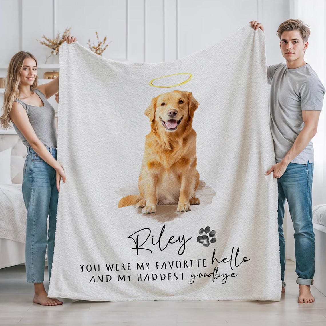 Custom Pet Photo Blanket Dog Memorial Gift For Dog Mom Dad
