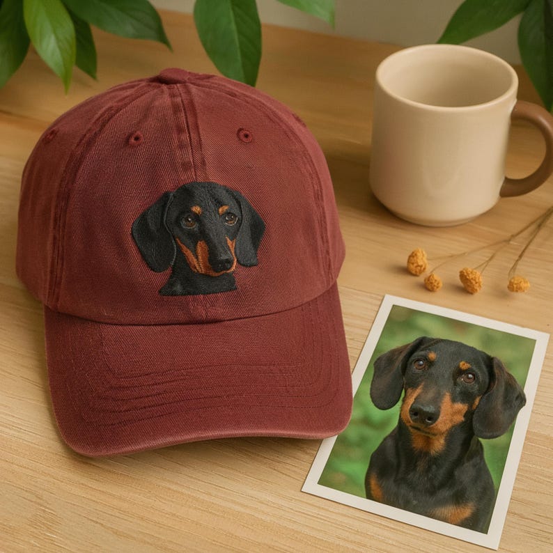 Embroidered Pet Portrait Vintage Baseball Cap – Custom Gift for Dog & Cat Lovers
