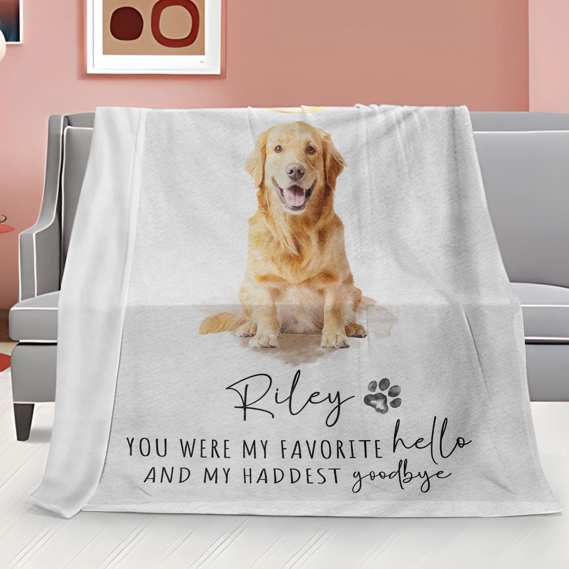 Custom Pet Photo Blanket Dog Memorial Gift For Dog Mom Dad
