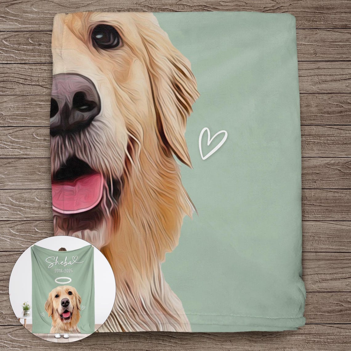 Personalized Pet Memorial Photo Blanket Sympathy Gift For Dog/Cat Lovers