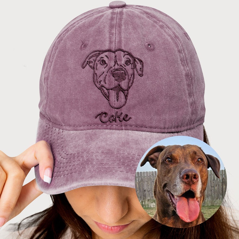 Personalisierte Haustier Ohren Lineart Leder Patch Hut Baseball-Cap für Tierliebhaber