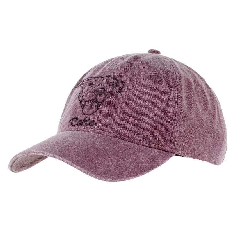 Personalisierte Haustier Ohren Lineart Leder Patch Hut Baseball-Cap für Tierliebhaber