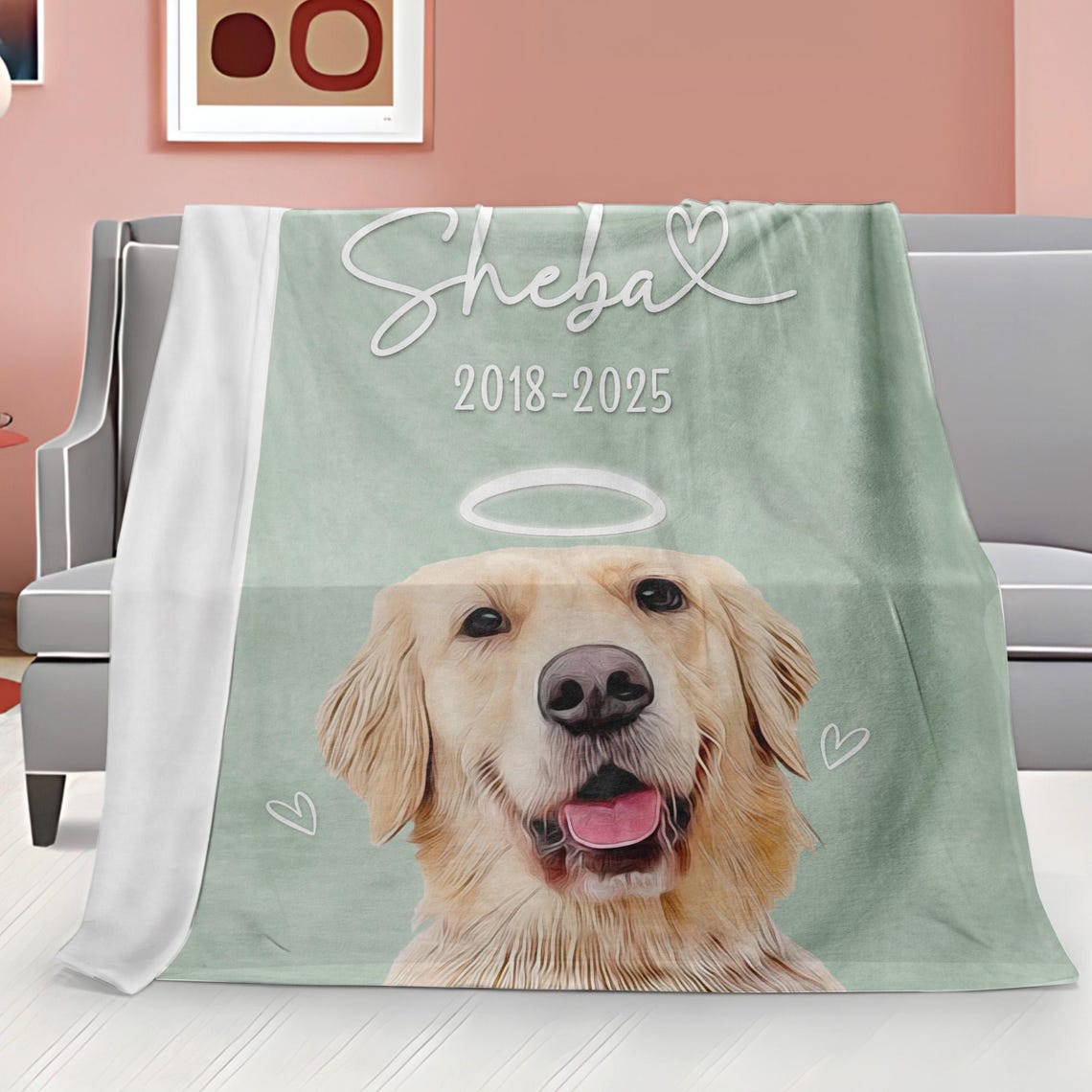 Personalized Pet Memorial Photo Blanket Sympathy Gift For Dog/Cat Lovers