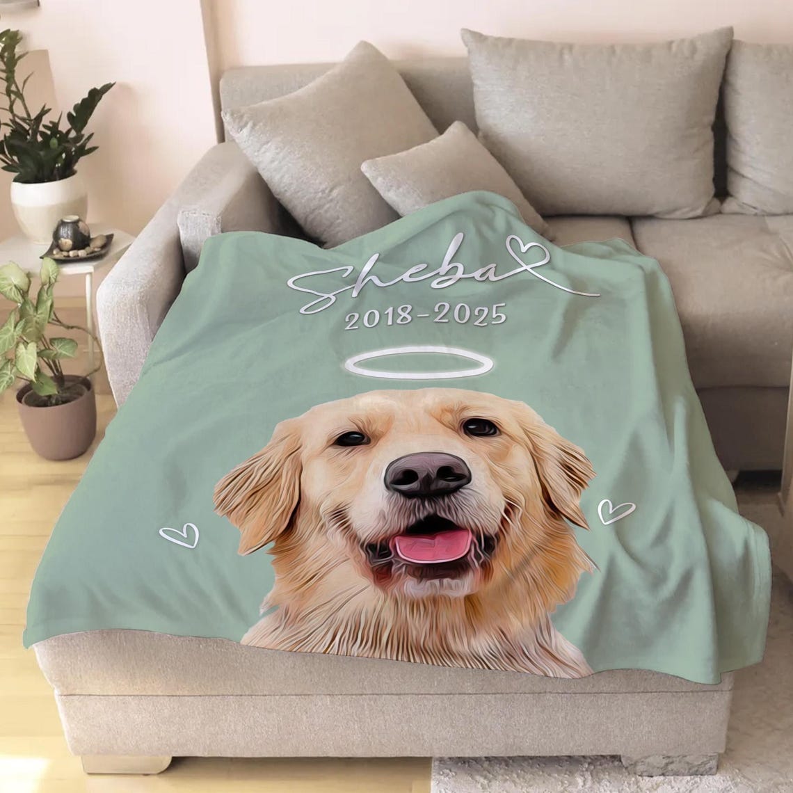 Personalized Pet Memorial Photo Blanket Sympathy Gift For Dog/Cat Lovers