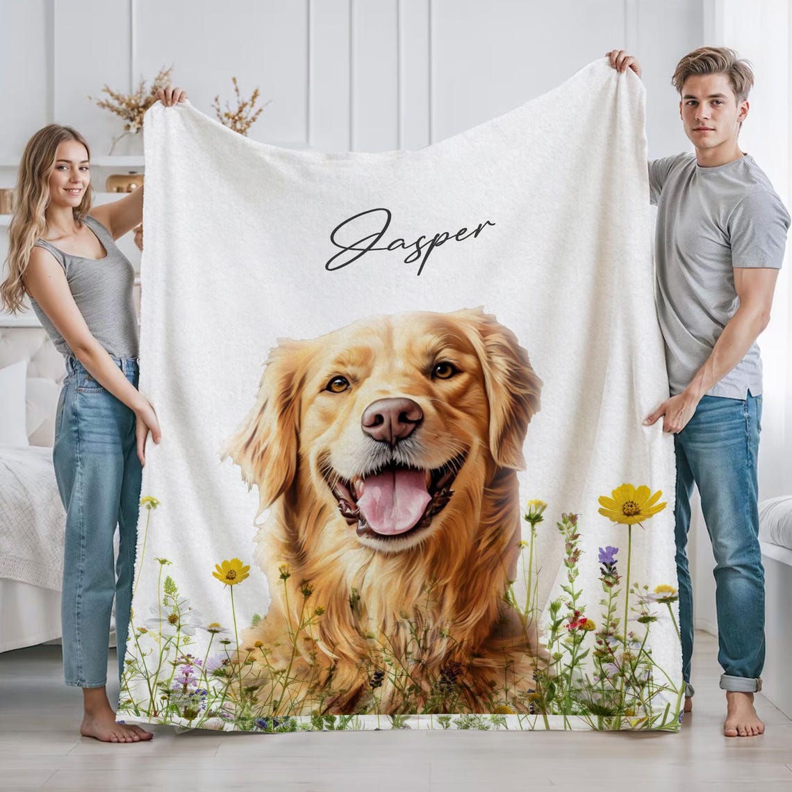Personalized Pet Memorial Photo Blanket Sympathy Gift For Dog/Cat Lovers