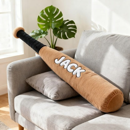 Personalized Baseball Bat Shaped Pillow with Custom Name for Kids Sport Fans