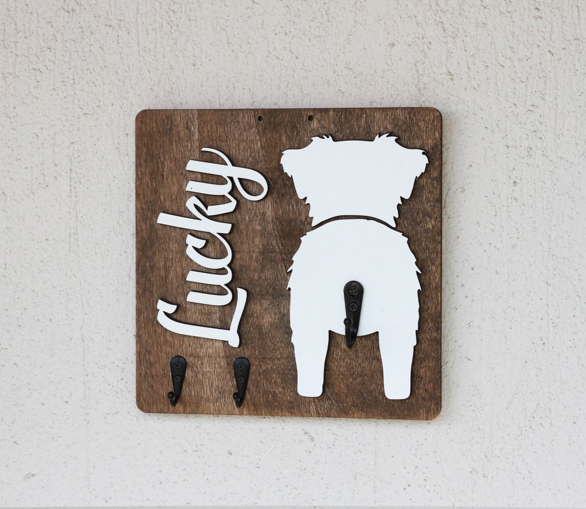 Custom Dog Butt Leash Holder with Name for Wall Personalized Pet Leash Rack & Key Hook Unique Gift for Dog Owners