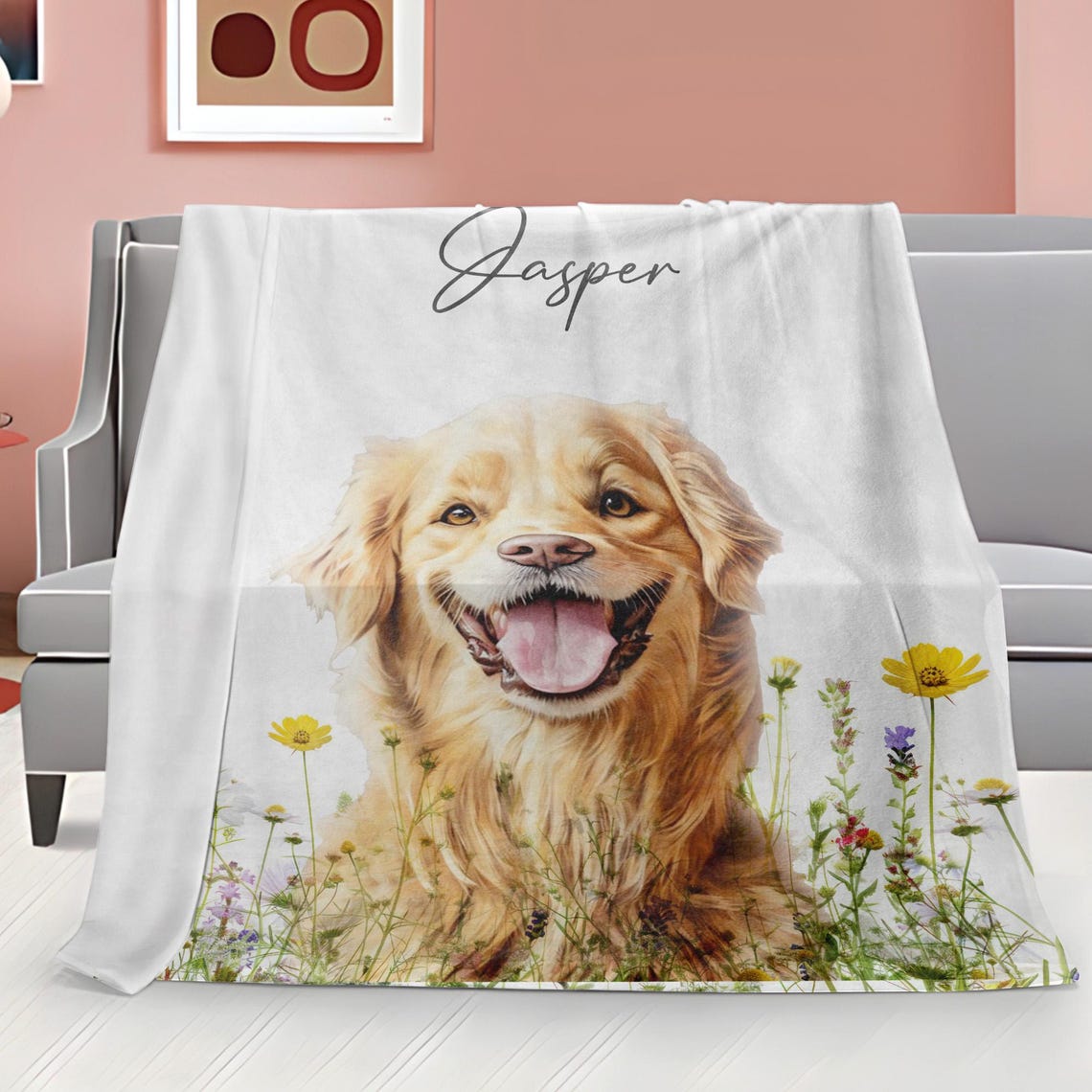 Personalized Pet Memorial Photo Blanket Sympathy Gift For Dog/Cat Lovers