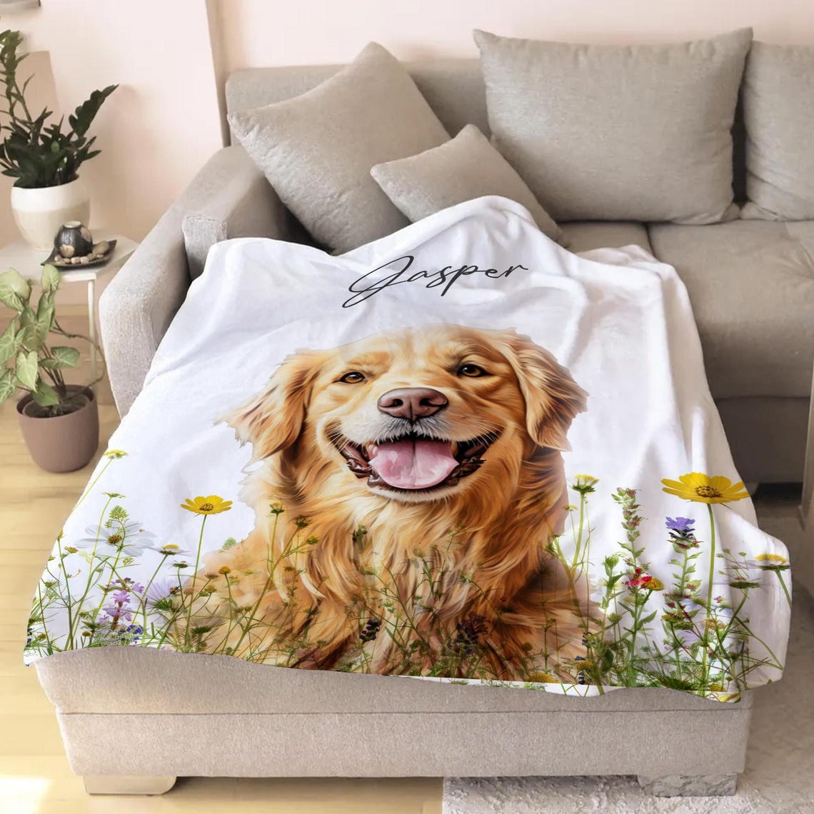 Personalized Pet Memorial Photo Blanket Sympathy Gift For Dog/Cat Lovers