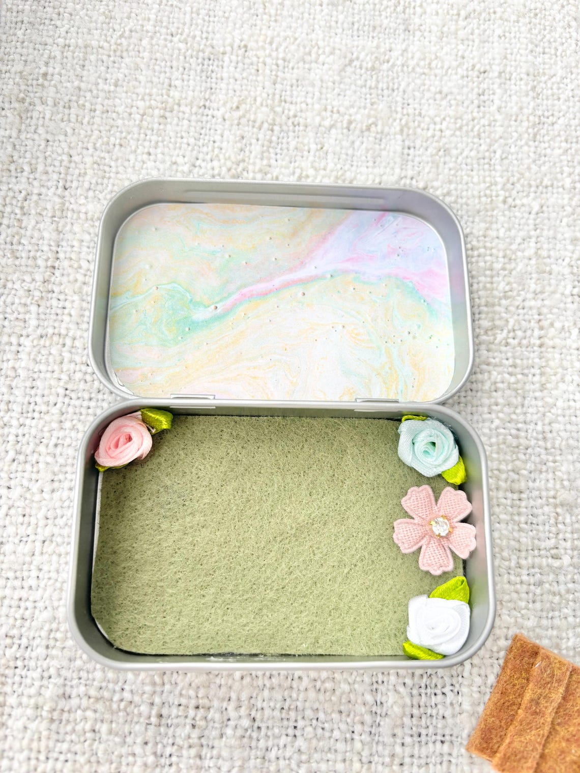Miniature Bunny Pocket Pet Playset In A Tin Case Travel Toy for Kids Easter Basket Stuffer