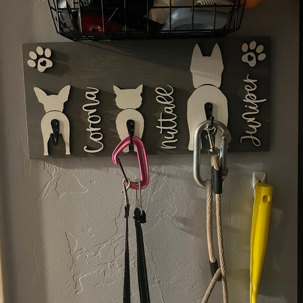 Custom Dog Butt Leash Holder with Name for Wall Personalized Pet Leash Rack & Key Hook Unique Gift for Dog Owners
