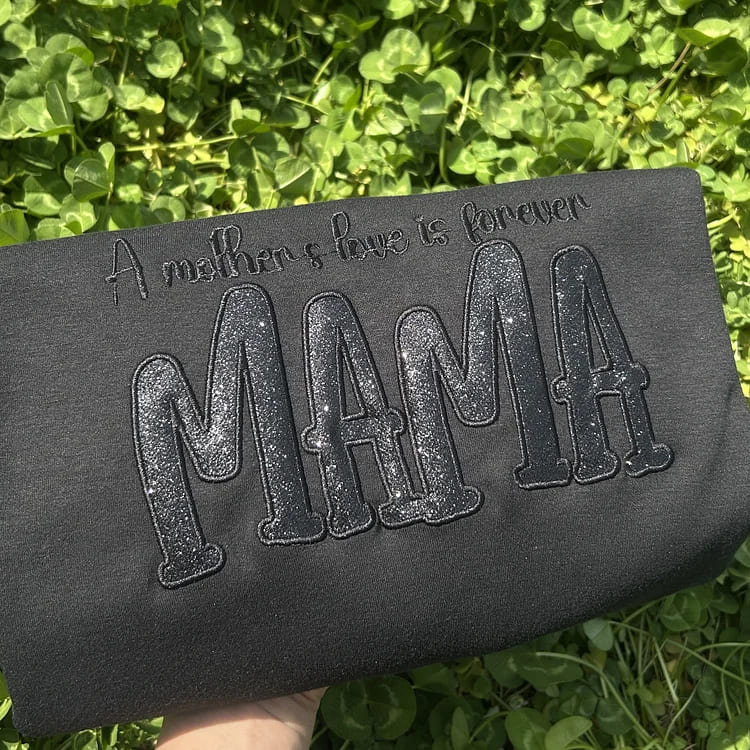 Custom Embroidered Glitter MAMA Sweatshirt With Kids Names For Mother's Day Gift