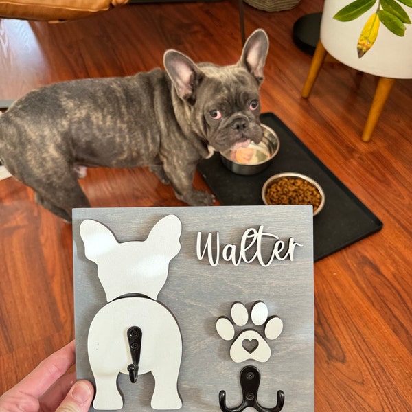 Custom Dog Butt Leash Holder for Wall Personalized Pet Leash Rack & Key Hook Unique Gift for Dog Owners