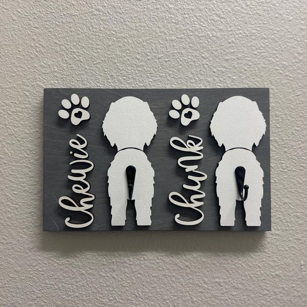 Custom Dog Butt Leash Holder with Name for Wall Personalized Pet Leash Rack & Key Hook Unique Gift for Dog Owners
