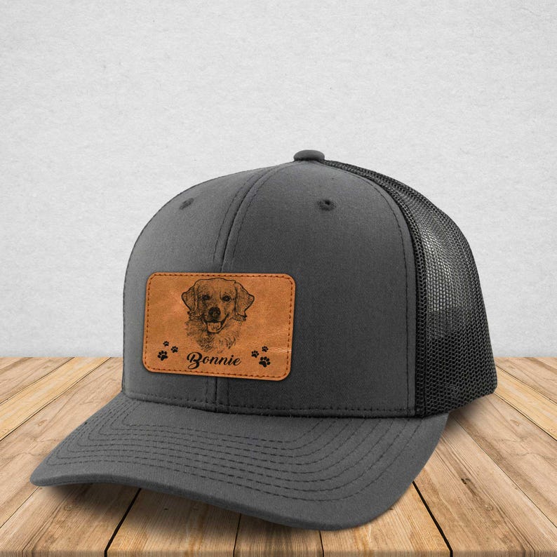 Personalisierte Haustier Ohren Lineart Leder Patch Hut Baseball-Cap für Tierliebhaber