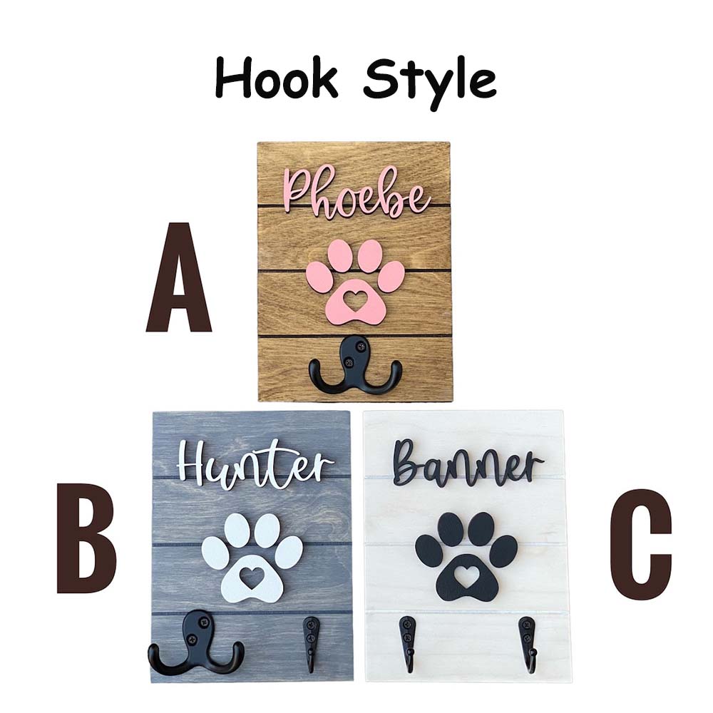 Custom Dog Paw Leash Holder with Name for Wall Personalized Pet Leash Rack & Key Hook Christmas Gift For Pet Lovers
